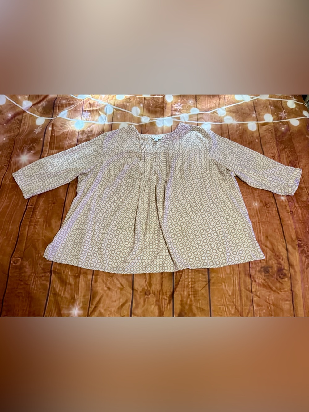 croft & barrow Cream Geometric Short-Sleeve Tunic